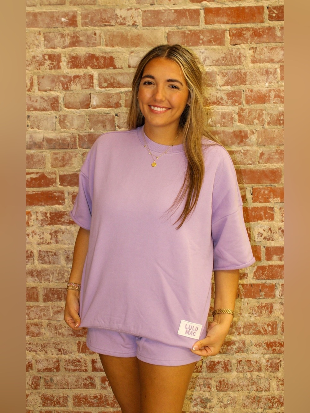 LULU MAC SHORT SLEEVE TERRY CLOTH TOP-LAVENDER